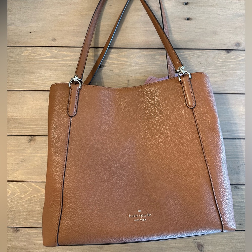kate spade leather jackson medium  triple compartment shoulder bag in brown